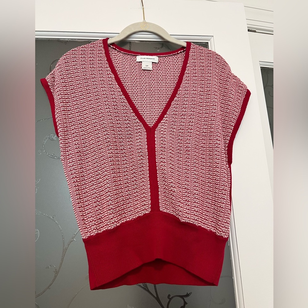 Club Monaco Red and White Knit Top
